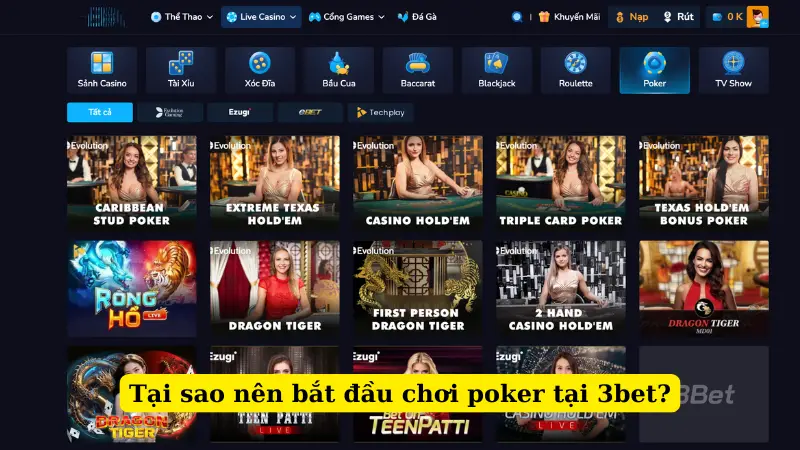 Tại sao nên bắt đầu chơi poker tại 3bet?